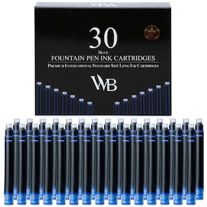 Wordsworth & Black Fountain Pen Ink Refills - 30 Pack Ink Cartridges, Calligraphy Inks, International Standard Size, Length APPR 2.04 Inch