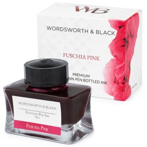 Wordsworth & Black Fountain Pen Ink Bottle [50 ml], Natural Dyes, Antique Ink Bottles, [Fuschia Pink], Corporate Gifts