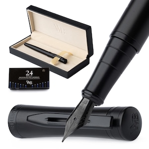 Set di penne stilografiche Wordsworth & Black Premium con 6 cartucce d'inchiostro, convertitore di ricarica, custodia per penna stilografica