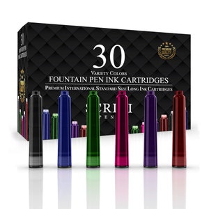 SCRIVI PENS Fountain Pen Ink Refills - Set of 30 Ink Cartridges - International Standard Size
