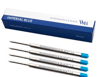 Wordsworth & Black Rollerball Nachfüllungen – 4 Stück, Schwarz, Feine Spitze, Schnell Trocknend Für Alle Rollerball-Stifte