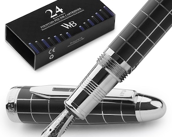 Wordsworth and Black Majesti Fountain Pen Set Comes with 24 Ink Cartridges, Refill Converter Fountain Pen Case, Corporate Gifts [Medium Nib]