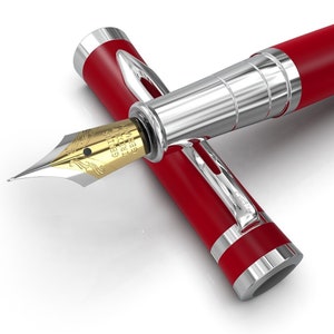 Wordsworth & Black Premium Fountain Pen Set Comes with 6 Ink Cartridges, Refill Converter, Fountain Pen Case, Corporate Gifts Medium Nib Crimson Red