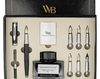 Calligraphy Pen Gift Set, Includes Ink Bottle, 6 Ink Cartridges, Ink Refill Converter, 6 Replacement Nibs, Corporate Gifts
