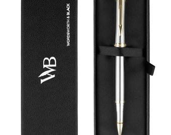 Wordsworth and Black Rollerball Pen - Luxury Pen - Ink Refill, Refillable Quality Gift for Men & Women, Nice and Fancy Pens and for Work