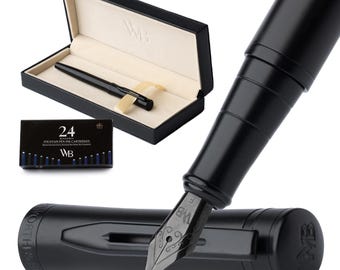 Wordsworth & Black Premium Fountain Pen Set Comes with 24 Ink Cartridges Refill Converter Fountain Pen Case Corporate Gifts [Fine Nib]