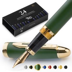 Wordsworth and Black Majesti Fountain Pen Set Comes with 24 Ink Cartridges, Refill Converter Fountain Pen Case, Corporate Gifts [Medium Nib]