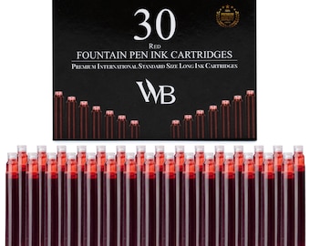 Wordsworth & Black Fountain Pen Ink Refills - SET of 30 Ink Cartridges, Calligraphy Inks, International Standard Size