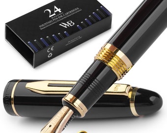 Wordsworth and Black Majesti Fountain Pen Set Comes with 24 Ink Cartridges, Refill Converter, Fountain Pen Case,  [Extra Fine Nib]