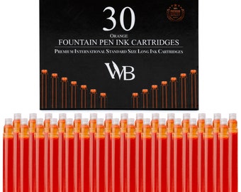 Wordsworth & Black Fountain Pen Ink Refills - SET of 30 Ink Cartridges, Calligraphy Inks, International Standard Size