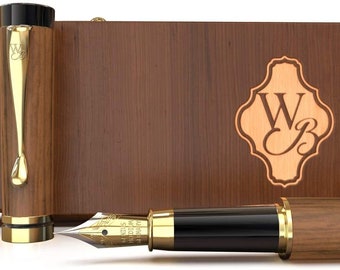 Wordsworth & Black Wooden Fountain Pen Set Comes with 6 Ink Cartridges, Refill Converter, Fountain Pen Case, Corporate Gifts [Medium Nib]