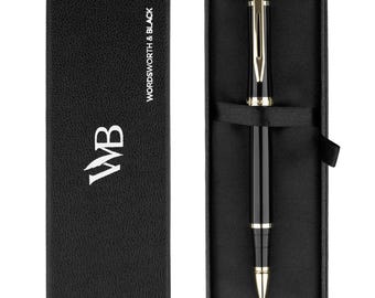 Wordsworth and Black Rollerball Pen - Luxury Pen - Ink Refill, Refillable Quality Gift for Men & Women, Nice and Fancy Pens and for Work