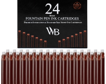 Wordsworth & Black Fountain Pen Ink Refills - SET of 24 ASSORTED COLORS Ink Cartridges - International Standard Size - Length Appr 3.75 Cm