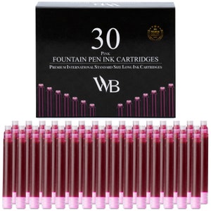 Wordsworth & Black Fountain Pen Ink Refills - SET of 30 Ink Cartridges, Calligraphy Inks, International Standard Size