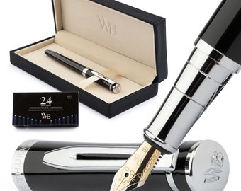 Wordsworth & Black Fountain Pen Set Comes with 24 Ink Cartridges, Refill Converter, Fountain Pen Case, Corporate Gifts [Extra Fine Nib]