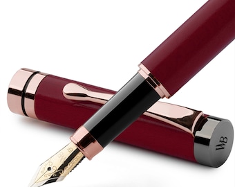 Wordsworth & Black Wooden Fountain Pen Set Comes with 6 Ink Cartridges, Refill Converter, Fountain Pen Case, Corporate Gifts [ExtraFine Nib]