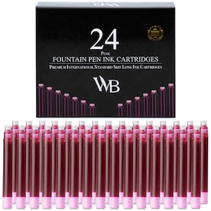 Wordsworth & Black Fountain Pen Ink Refills - SET of 24 Ink Cartridges - Short International Standard Size - Length Appr 3.75 CM