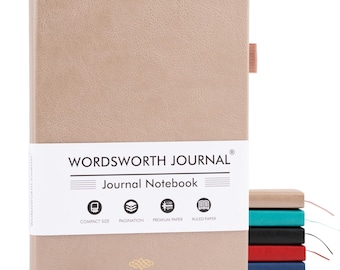 Wordsworth & Black A5 Lined Journal 216 Lined Pages Hardcover Leather 120 GSM Paper Notebook for Work Sketching for Women Men Gifts Box