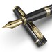 SCRIVI PENS Fountain Pen Set [Extra Fine Nib], Classic Collection, Gift Case; 2 Ink Cartridges, Ink Refill Converter, [Black Gold Trim] 