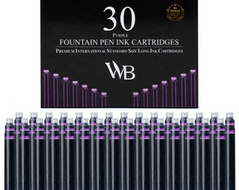 Wordsworth & Black Fountain Pen Ink Refills - SET of 30 Ink Cartridges, Calligraphy Inks, International Standard Size