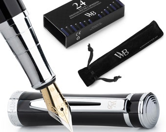 Wordsworth & Black que incluye 24 cartuchos de tinta, convertidor [Punta Extra Fina]