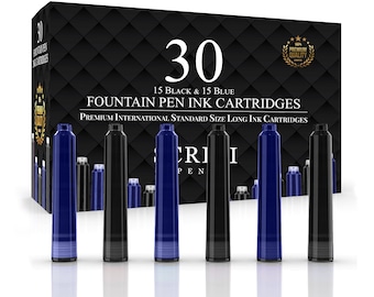SCRIVI PENS Fountain Pen Ink Refills - Set of 30 Ink Cartridges - International Standard Size