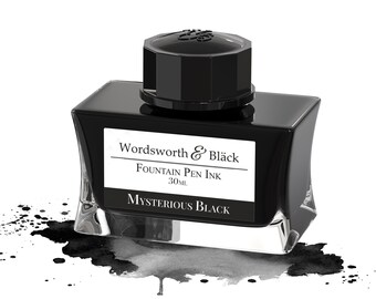 Wordsworth & Black Füllfederhalter-Tintenflasche [50 ml], natürliche Farbstoffe, antike Tintenflaschen, [mysteriöses Schwarz]