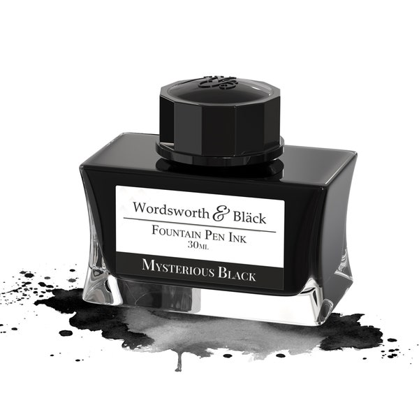 Wordsworth & Black Fountain Pen Ink Bottle [30 ml], Natural Dyes, Antique Ink Bottles, [Mysterious Black], Corporate Gifts