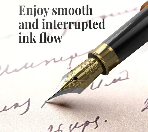 Wordsworth & Black Fountain Pen Set, Luxury Bamboo Wood - Medium Nib, Gift  Case; Includes 6 Ink Cartridges, Ink Refill Converter -Journaling