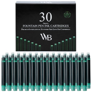 Wordsworth & Black Fountain Pen Ink Refills - SET of 30 Ink Cartridges, Calligraphy Inks, International Standard Size