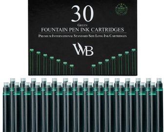 Wordsworth & Black Fountain Pen Ink Refills - SET of 30 Ink Cartridges, Calligraphy Inks, International Standard Size
