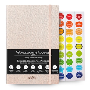 Wordsworth Undated Planner - Planer produktywności, notatnik organizatora, planer dla nauczycieli, dziennik wdzięczności | 240 stron, A5