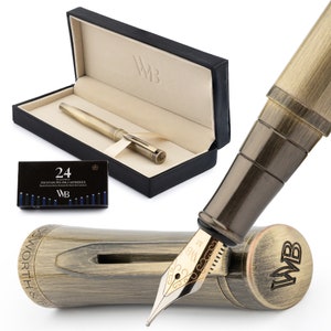 Wordsworth & Black Premium vulpenset met 6 inktpatronen, navulconverter, vulpenetui