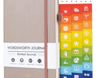 Wordsworth & Black A5 Bullet Dotted Journal 216 Dotted Pages, Hardcover Grid Dot Leather, 120 GSM Paper, Journaling Notebook for Work