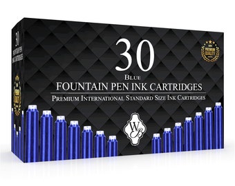 Wordsworth & Black Recharges d'encre pour stylo plume - Lot de 30 cartouches d'encre bleues - Taille standard internationale