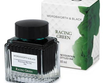 Wordsworth & Black Fountain Pen Ink Bottle [30 ml], Natural Dyes, Antique Ink Bottles, [Racing Green], Corporate Gifts