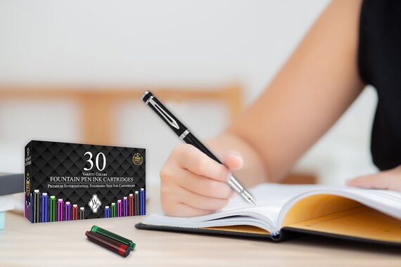 Short International Standard Size Disposable and Generic Ink Refill Cartridges Fountain pen Ink Cartridges by Wordsworth & Black 30 Assorted Colors 30 Pack Short International Standard Size Disposable and Generic Ink Refill Cartridges Fountain pen Ink Cartridges by Wordsworth & Black 30 Assorted Colors 30 Pack