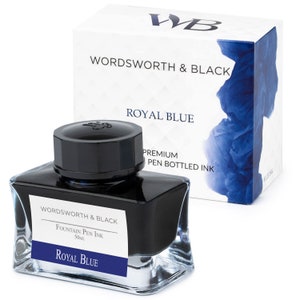 Wordsworth & Black Fountain Pen Ink Bottle [50 ml], Natural Dyes, Antique Ink Bottles, [Royal Blue], Corporate Gifts