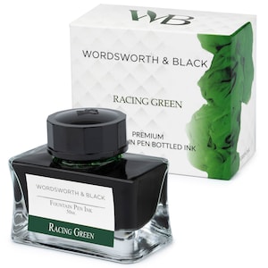Wordsworth & Black Fountain Pen Ink Bottle [50 ml], Natural Dyes, Antique Ink Bottles, [Racing Green], Corporate Gifts