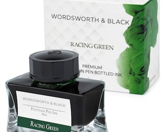 Wordsworth & Black Fountain Pen Ink Bottle [50 ml], Natural Dyes, Antique Ink Bottles, [Racing Green], Corporate Gifts