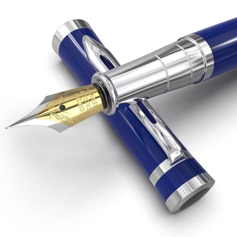 Wordsworth & Black Premium Fountain Pen Set Comes with 6 Ink Cartridges, Refill Converter, Fountain Pen Case, Corporate Gifts Medium Nib Imperial Blue