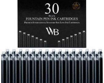 Wordsworth & Black Vulpeninktvullingen - SET van 30 ZWARTE Inktpatronen - Internationaal Standaardformaat