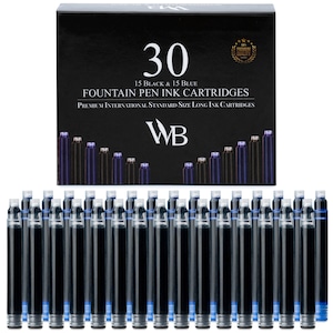 Wordsworth & Black Tintennachfüllungen für Füllfederhalter – SET mit 15 SCHWARZEN – 15 BLAUEN Tintenpatronen – Standardgröße – Länge  5,2 cm