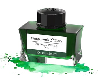 Wordsworth & Black Fountain Pen Ink Bottle [30 ml], Natural Dyes, Antique Ink Bottles, [Racing Green], Corporate Gifts