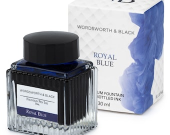 Wordsworth & Black Fountain Pen Ink Bottle [30 ml], Natural Dyes, Antique Ink Bottles, [Royal Blue], Corporate Gifts