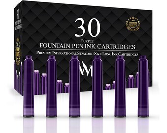 Wordsworth & Black Fountain Pen Ink Refills - SET of 30 Ink Cartridges, Calligraphy Inks, International Standard Size