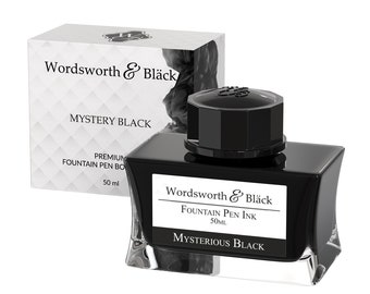 Wordsworth & Black Fountain Pen Ink Bottle [50 ml], Natural Dyes, Antique Ink Bottles, [Mysterious Black], Corporate Gifts