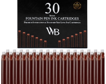 Wordsworth & Black Fountain Pen Ink Refills - 30 Pack Ink Cartridges, Calligraphy Inks, International Standard Size, Length APPR 2.04 Inch