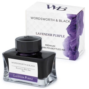 Wordsworth & Black Fountain Pen Ink Bottle [50 ml], Natural Dyes, Antique Ink Bottles,  [Lavender Purple], Corporate Gifts