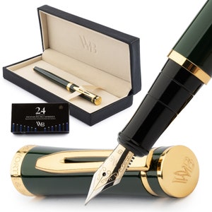Set di penne stilografiche Wordsworth & Black con 24 cartucce d'inchiostro, convertitore di ricarica, custodia per penna stilografica, regali aziendali [pennino extra fine]